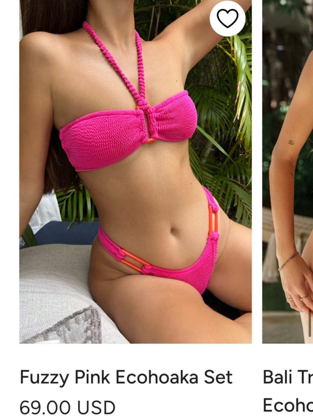 Hot Pink Smocked Bandeau Bikini Set - Women Swim Bikini